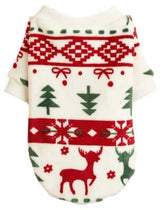 KUTKUT Small Dogs Puppy Cats Warm Clothes, X-Mas Pattern Breathable Round Neck Flannel Fleece Pullover, Winter Shirt for Yorkii, Maltese, Mini Pom Small Dogs (Red)